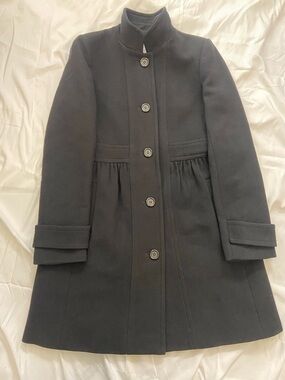 J.CREW Women's Black Lady Day Wool Coat - Funnel neck - Sz 8